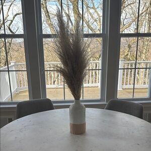 ✨Elegant Pink and White Vase with Pampas Grass✨